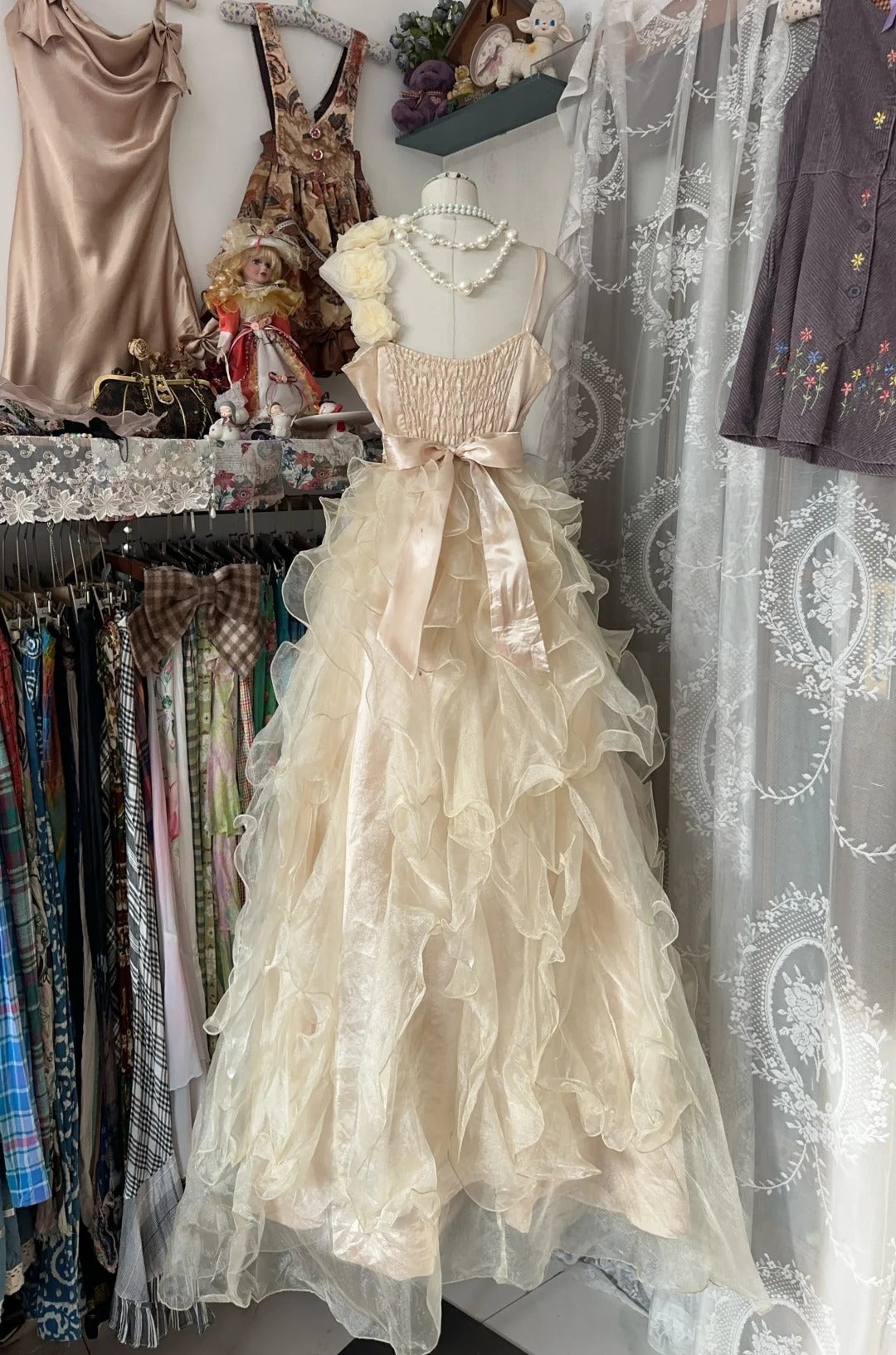 Champagne Vintage Prom Party Gown Evening Dresses cg25351
