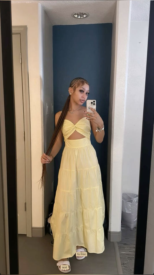 Simple Yellow Sleeveless Party Dress Yellow Prom Dress S6842