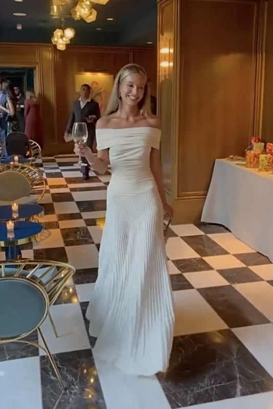 A Line Off Shoulder Wedding Dress Long Bridal Gown S6188