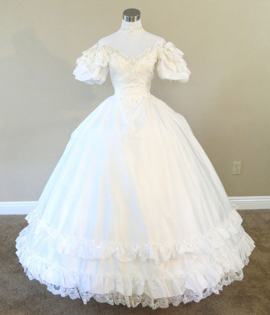 A Line Ball Gown white princess wedding dress S6284