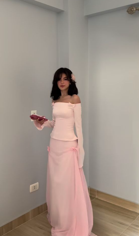 Pink Long Sleeves Evening Dress New Arrive Prom Party Dress cg25640
