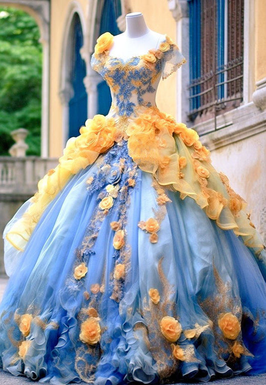 A-Line Ball Gown Wedding Dress Elegant Long Wedding Party Dress S6614