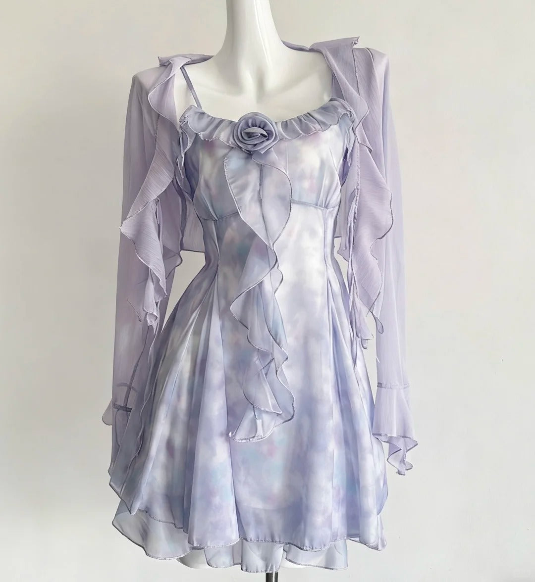 formaldressy--Purple Spaghetti Strap Short Chiffon Homecoming Dress gh5687