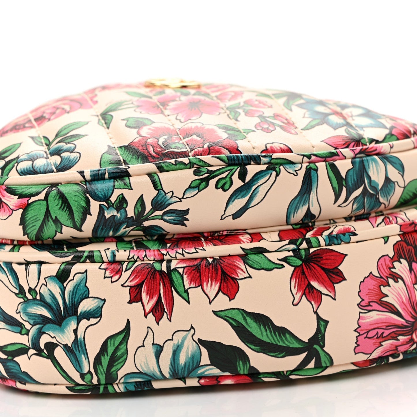 Matelasse Diagonal Brit Roses Print Mini Interlocking G Heart Shoulder Bag Multicolor