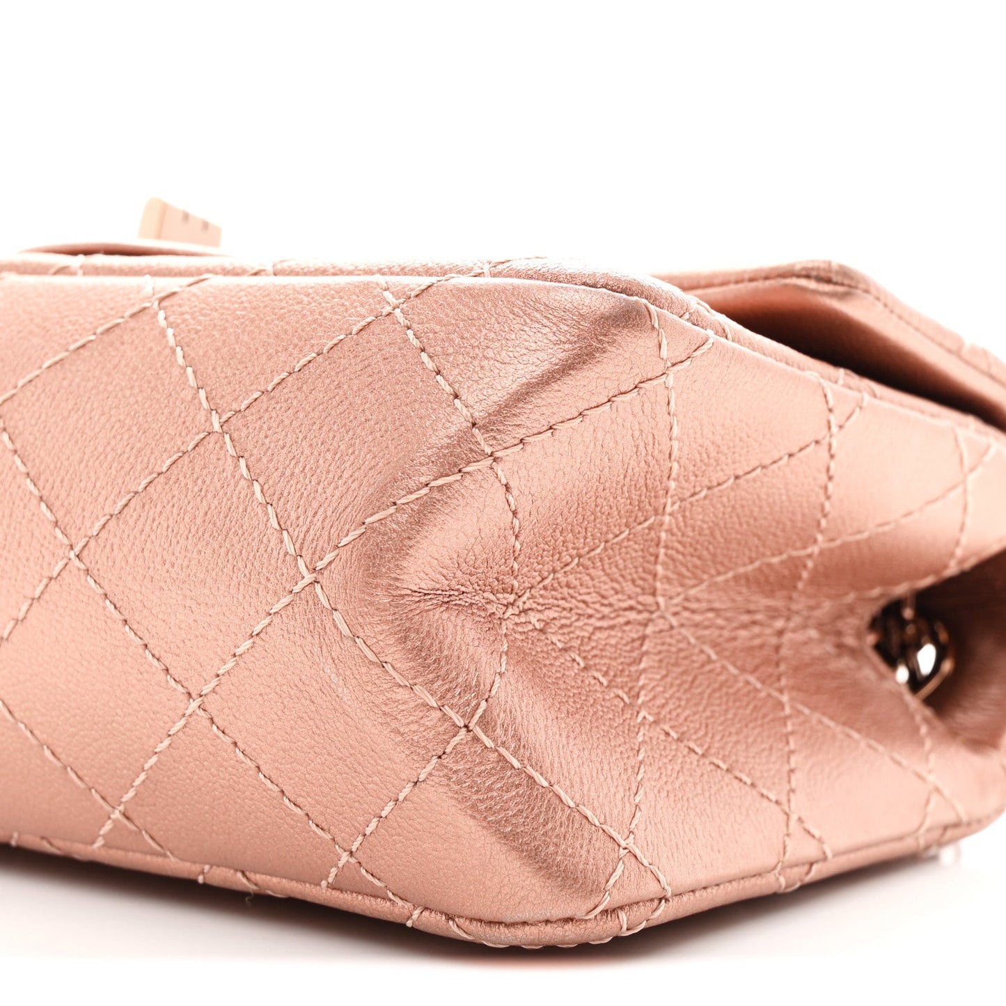 Metallic Grained Calfskin Quilted 2.55 Reissue Mini Flap Copper Pink