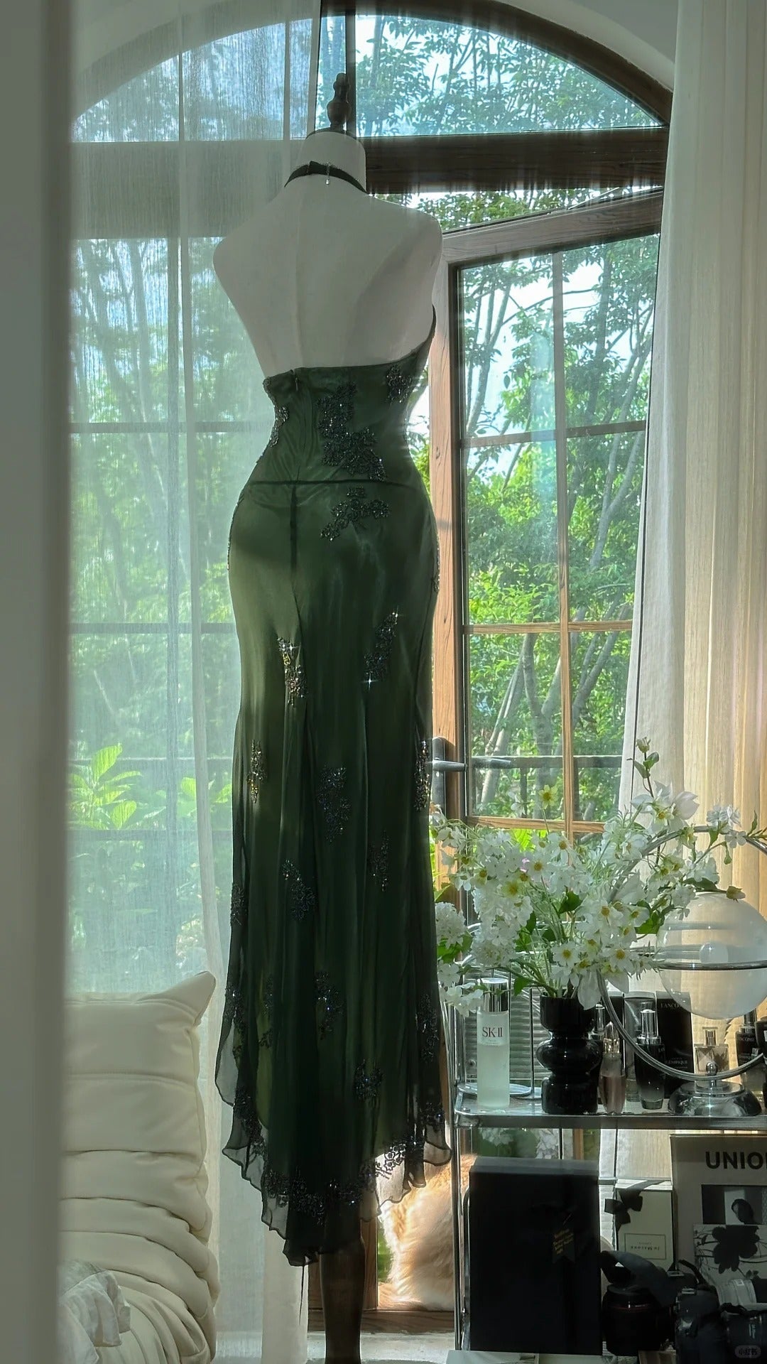 Green Halter Prom Party Dresses Unique Long Evening Dress Vintage Princess Dress cg26004
