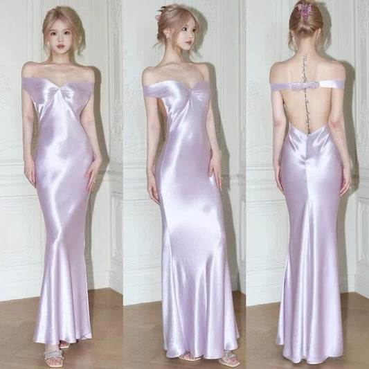 Lilac Off Shoulder Prom Dresses Long Evening Dress cg25460