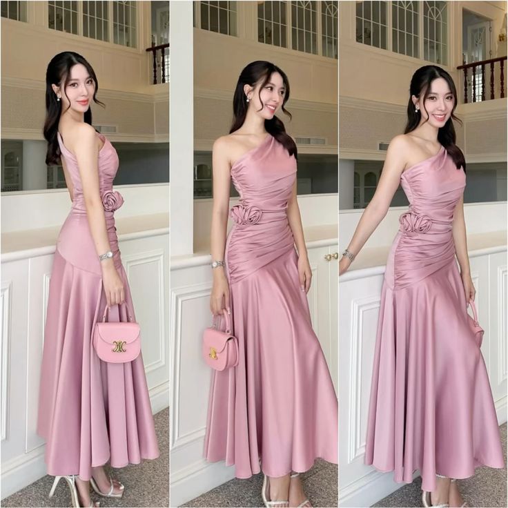 Pink One Shoulder Long Party Dress Evening Dress Prom Dresses cg25680