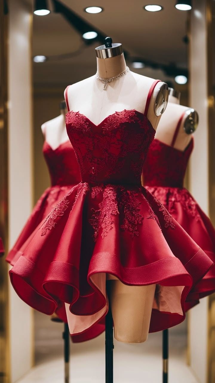 Red A Line Party Dress Short Prom Dresses Homecoming Gowns cg25612