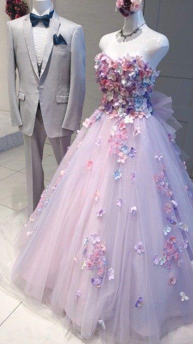 Elegant Strapless Sweetheart 3D Flowers Prom Dresses Tulle Long Formal Dress Evening Dress cg25446