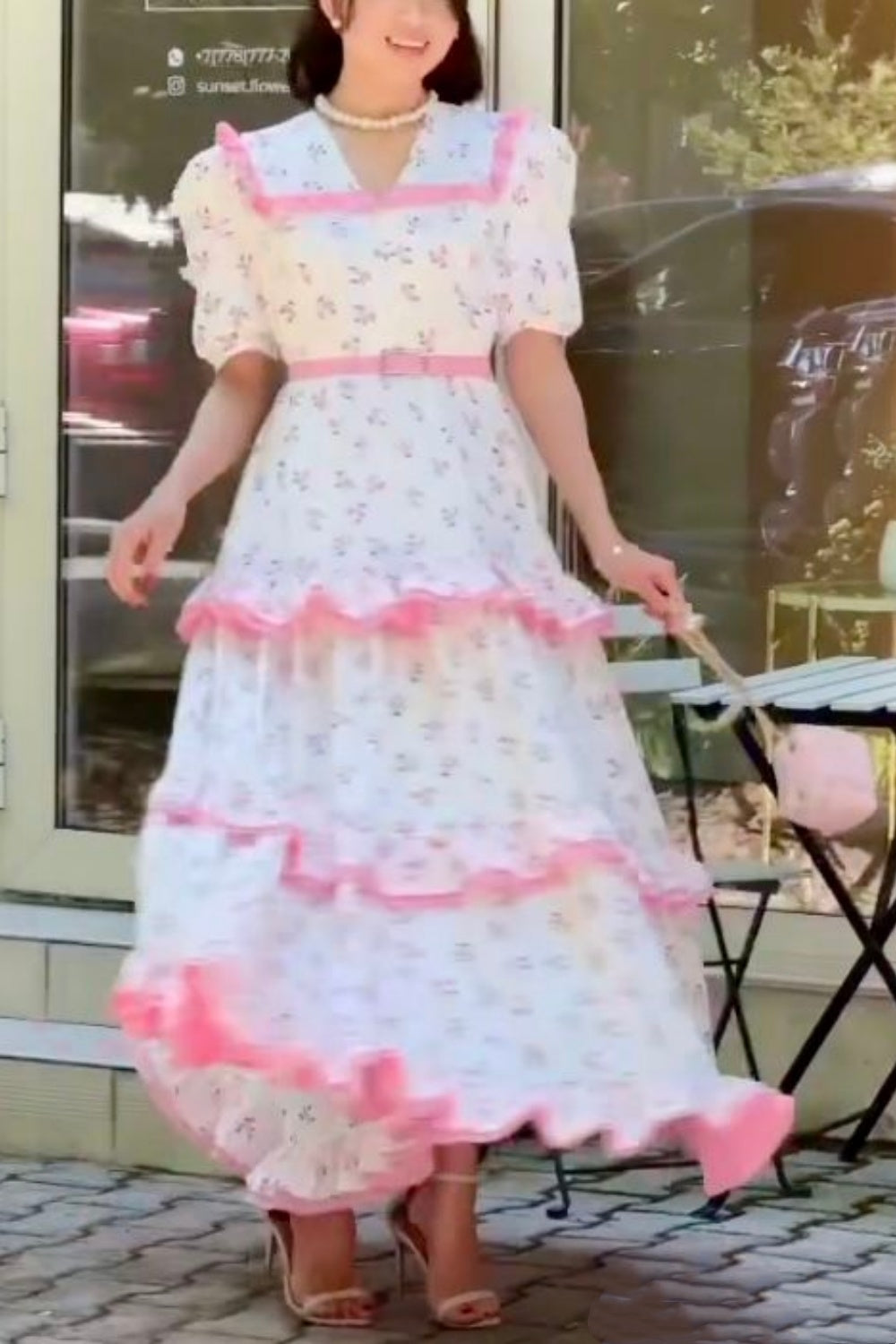 formaldressy-Pink Short-Sleeved Holiday Dress gh5934