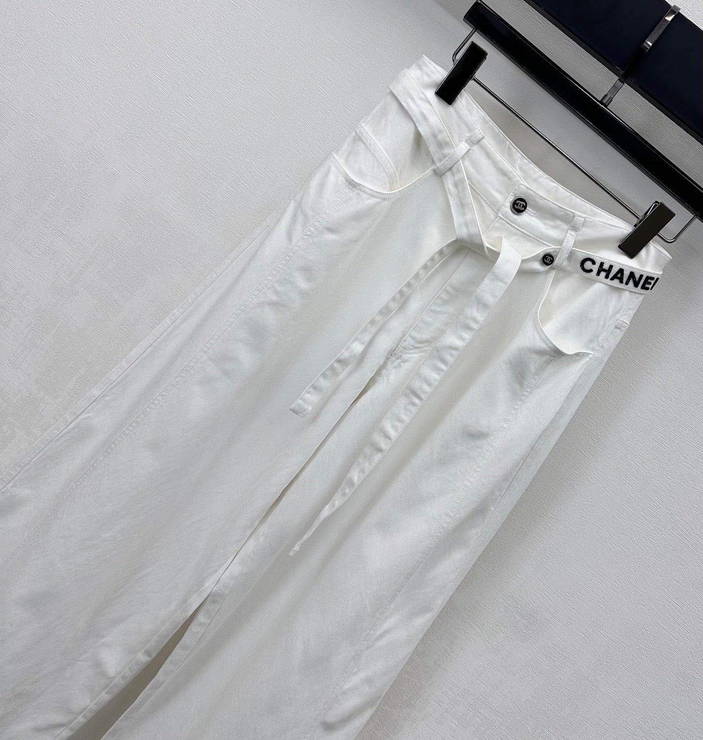 CC Wide-Leg Trousers White Cotton Lyocell 350198