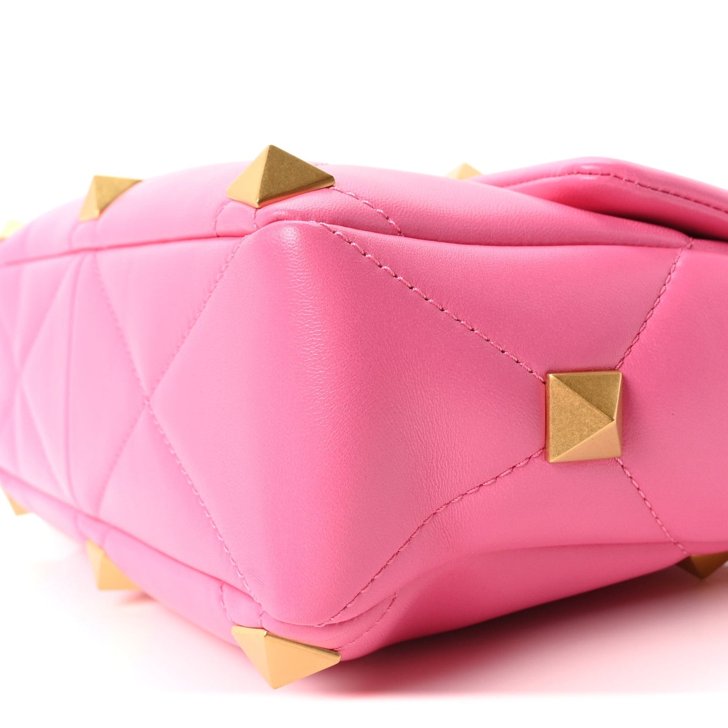 Nappa Large Roman Stud Shoulder Bag Feminine Pink