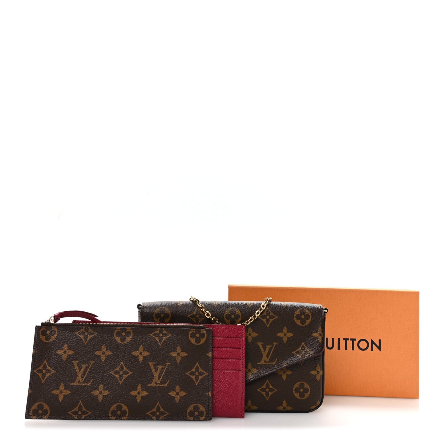 Monogram Pochette Felicie Chain Wallet Fuchsia