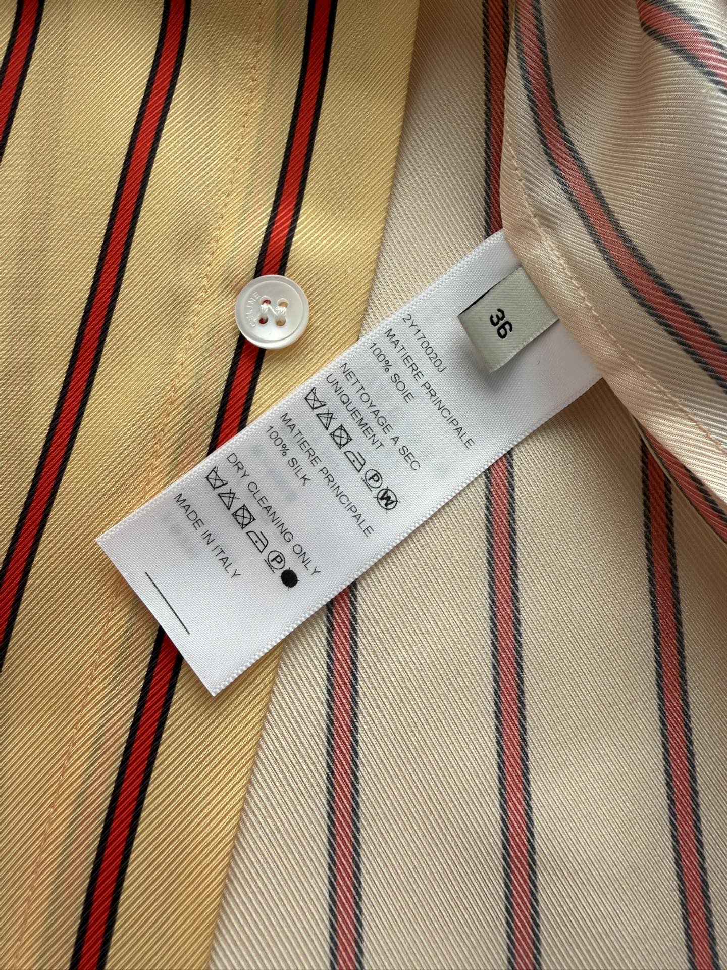 Celine 26SS Striped Shirt Yellow in Silk Fabric 849595