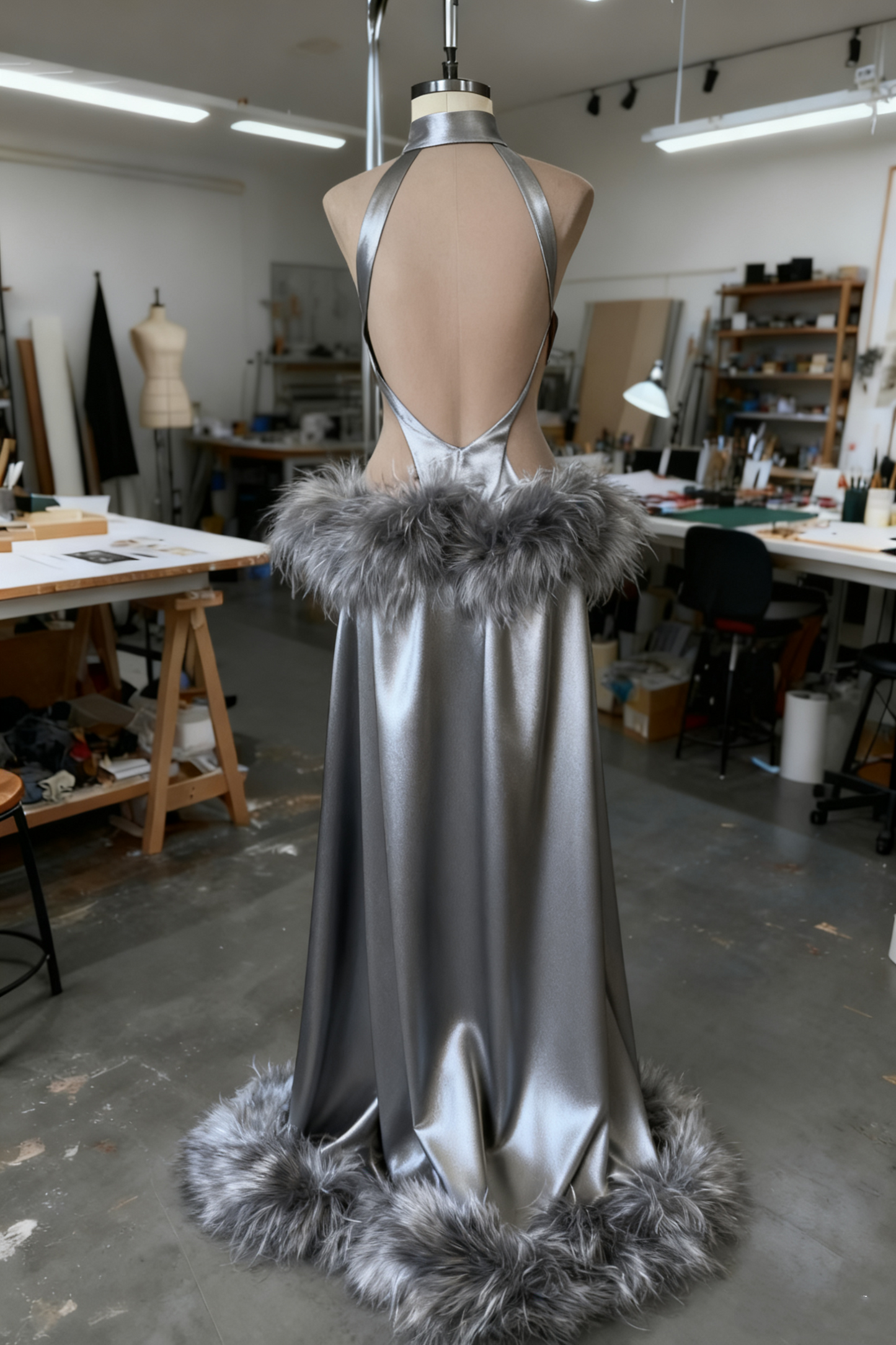 formaldressy-Sexy Long Fur Dress gh6162