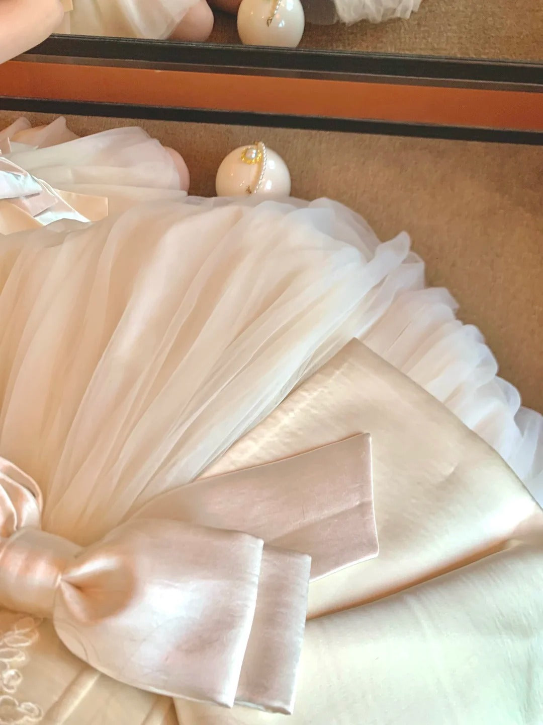 formaldressy-White bow short satin tulle homecoming dress birthday party dress eighth grade dress gh5292