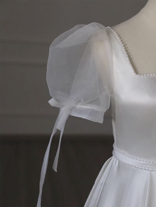 Cute Party Dress,off Shoulder Evening Dress,white Prom Dress,custom Made fg5193