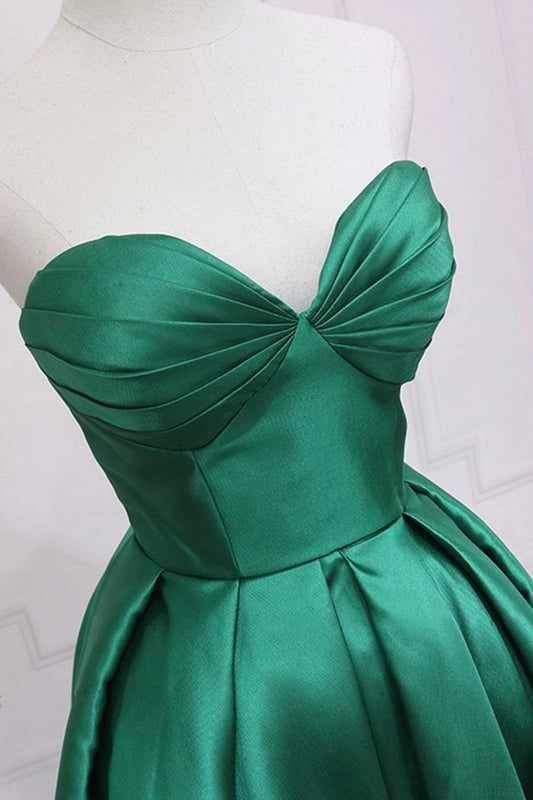 Satin High Low Prom Dress, Cute Sweetheart Neck Evening Party Dress S5164
