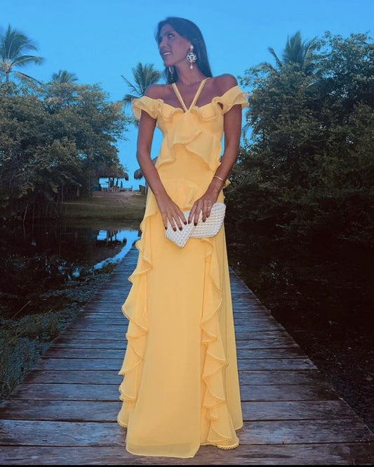 Yellow prom dresses, evening dresses,party dresses, sexy formal dress fg3341