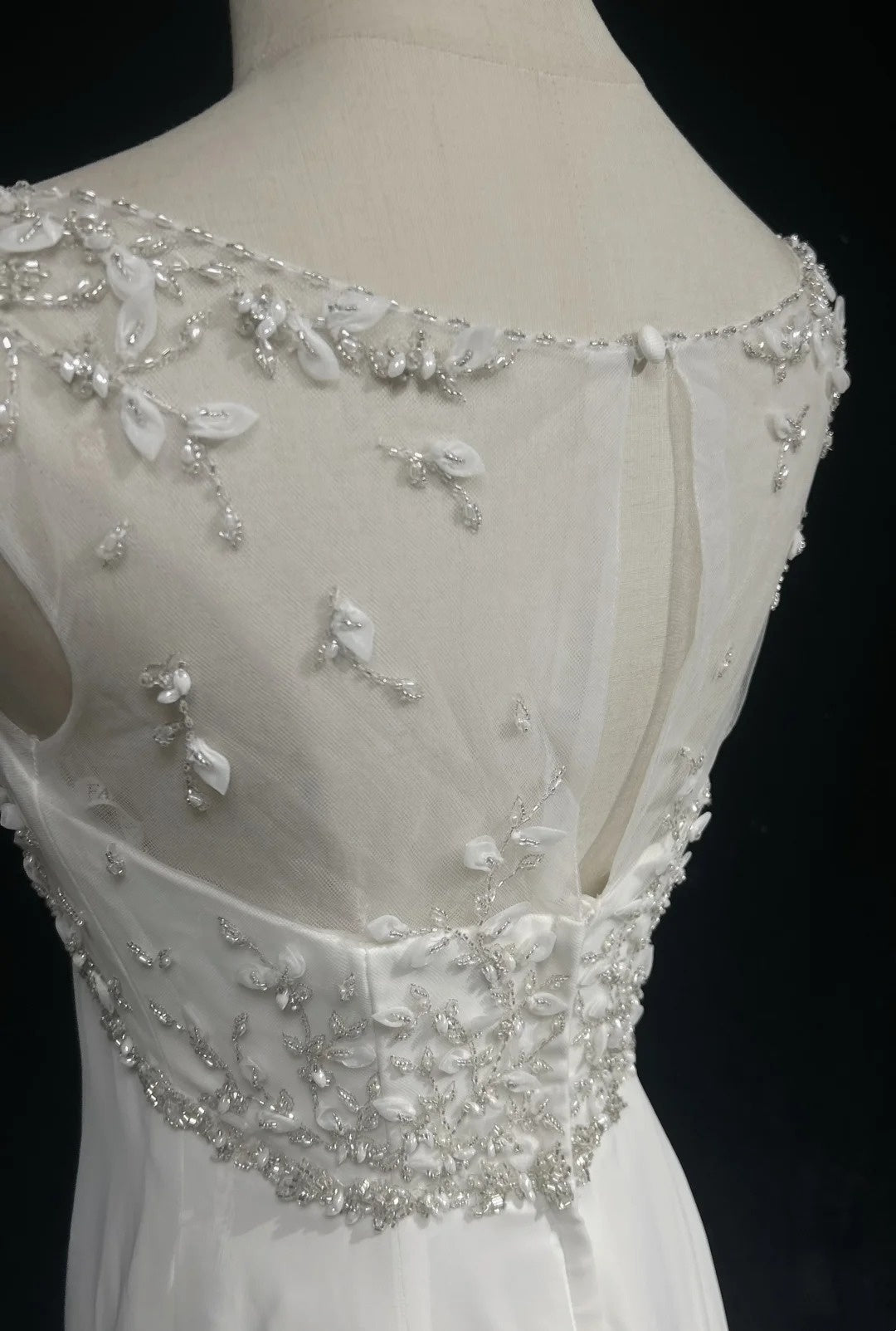 formaldressy-White Vintage Beaded Long Tulle Gown/Wedding Dress gh6244