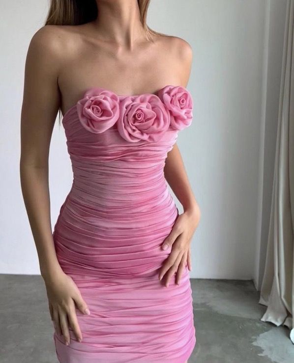 formaldressy-Pink floral sweet short chiffon homecoming dress birthday dress gh5341