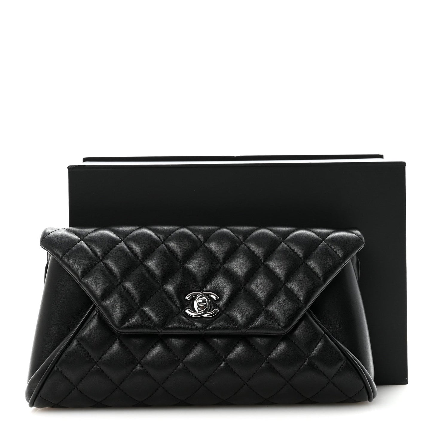 Lambskin Quilted Fold Up Again Clutch Black