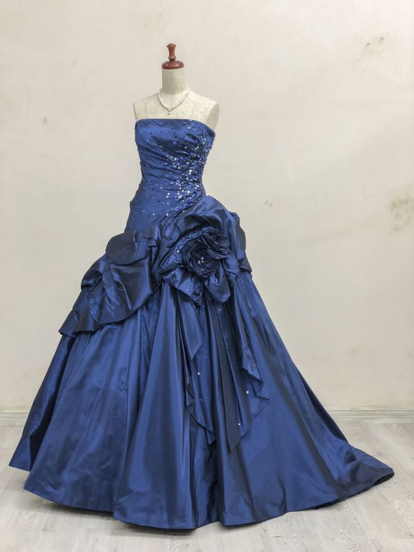 formaldressy-Navy Blue Beaded Floor-Length Ball Gown gh6232