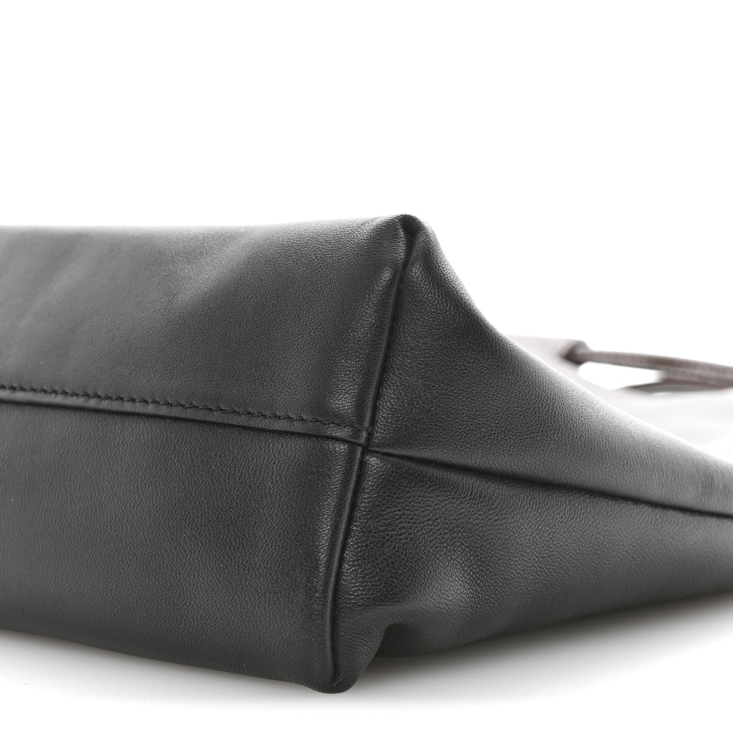 Mellow Nappa Lambskin Flamenco Tote Bag Black Dark Chestnut