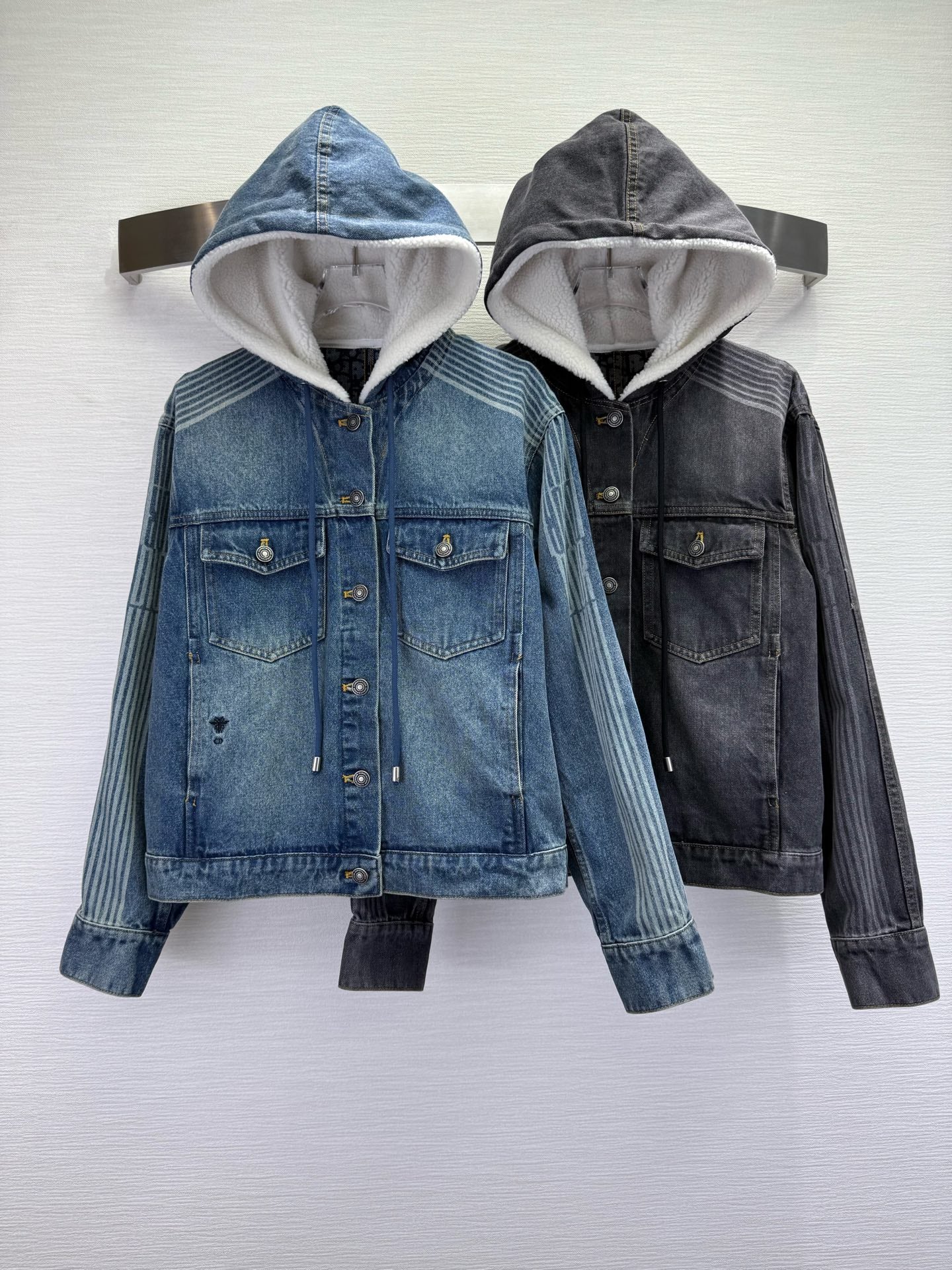 CD 25SS Polar Fleece Composite Denim Hooded Jacket Blue Cotton 306529