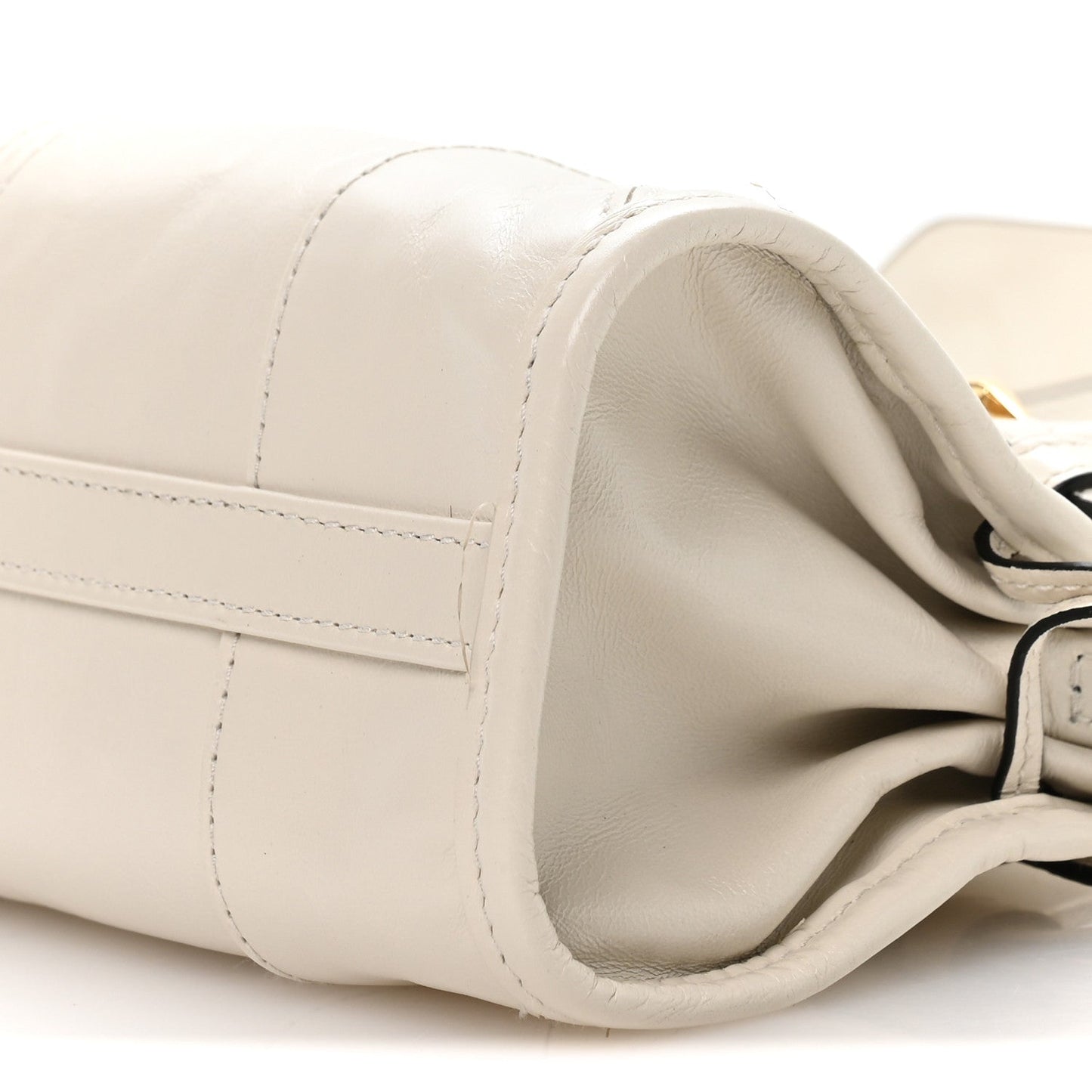 Glossy Calfskin Triangle Mini Bonnie Hand Bag White