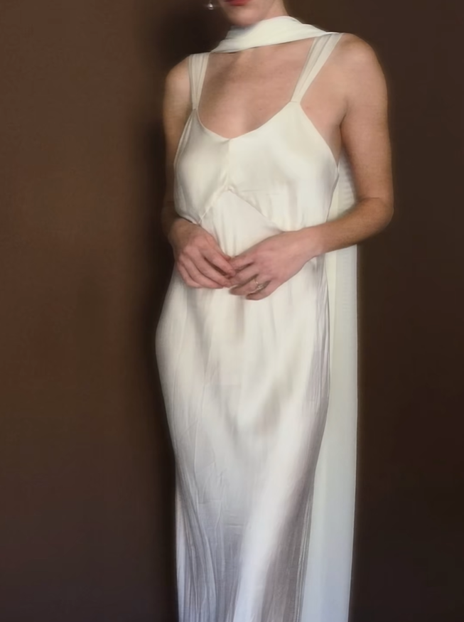 Romantic Ivory A Line Straps Corset Satin Long Prom Dress Outfits SH4979