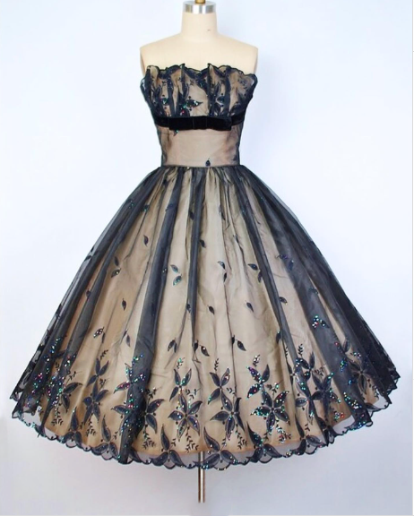 formaldressy--Black delicate lace short tulle A-line birthday dress homecoming dress gh5574