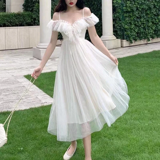 White Prom Dress, White Wedding Dress, Fairy Elegant Tulle White Prom Dress S2220