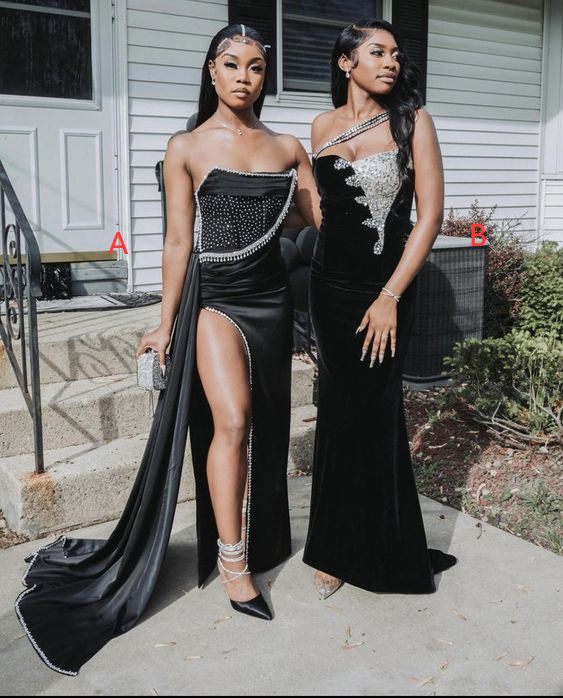 Black mermaid long prom dress custom made evening formal gown cg24913