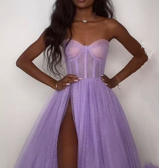 A-Line Purple Long Prom Dress, Purple Formal Evening Dresses cg24965