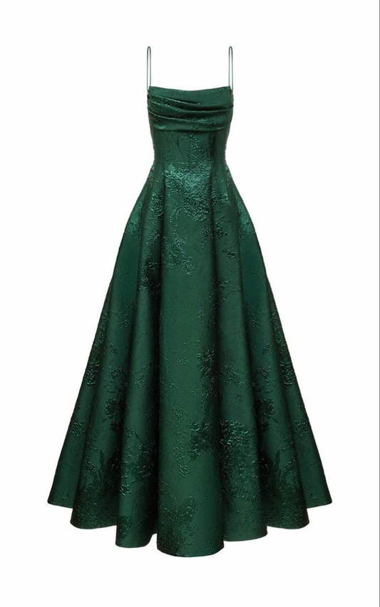 Emerald Green Spaghetti Straps Prom Dress A-line Evening Dress cg24974