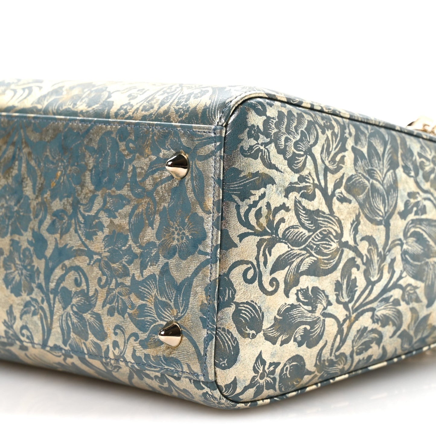 Metallic Lambskin Medium Brocart Lady Dior Metal Blue