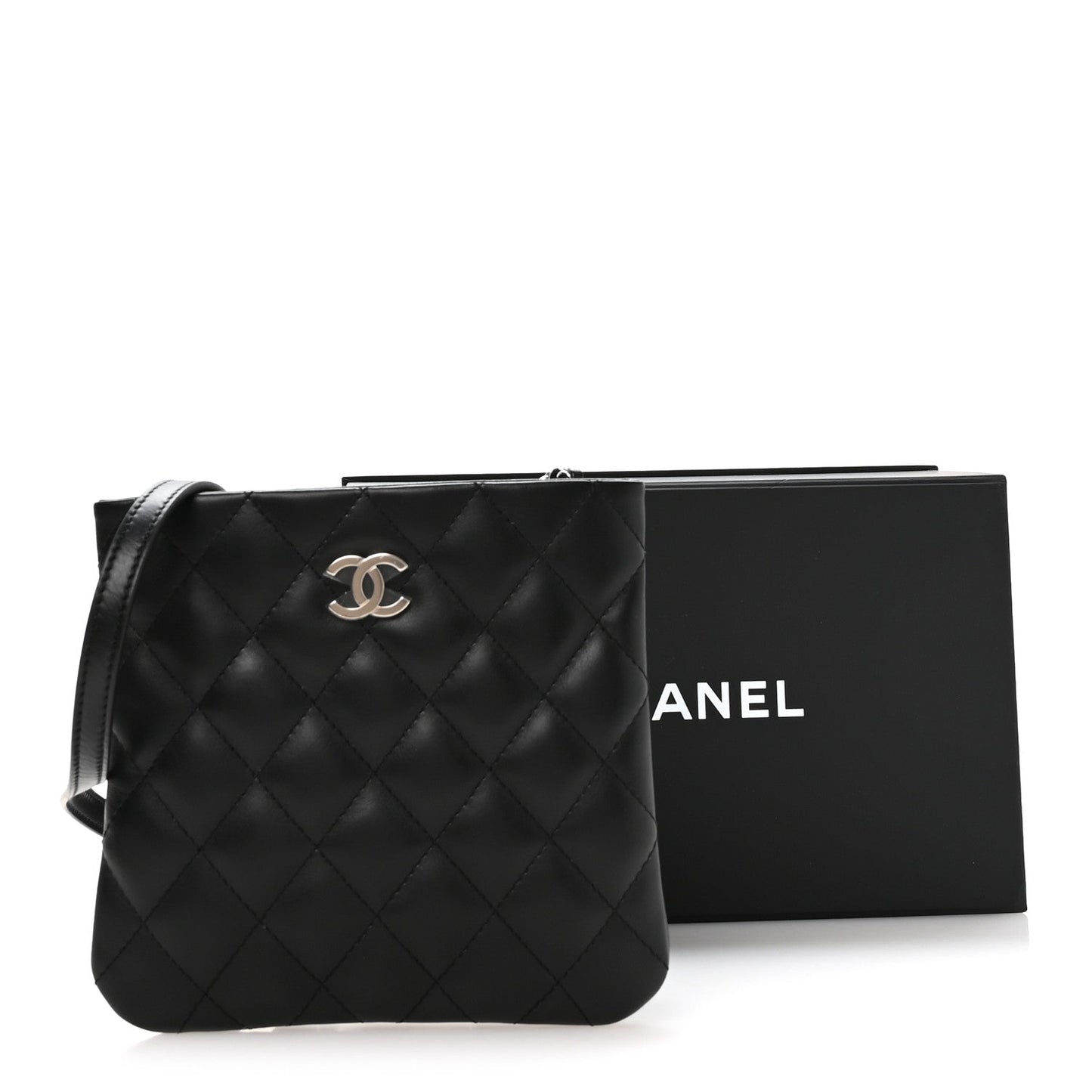 Lambskin Quilted Uniform Crossbody Bag Black