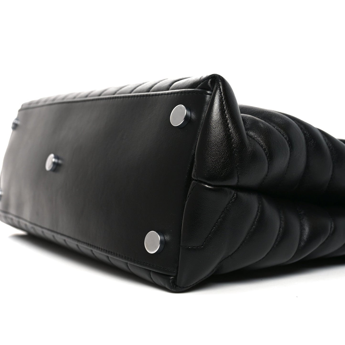Calfskin Y Quilted Monogram Large Loulou Chain Satchel Black