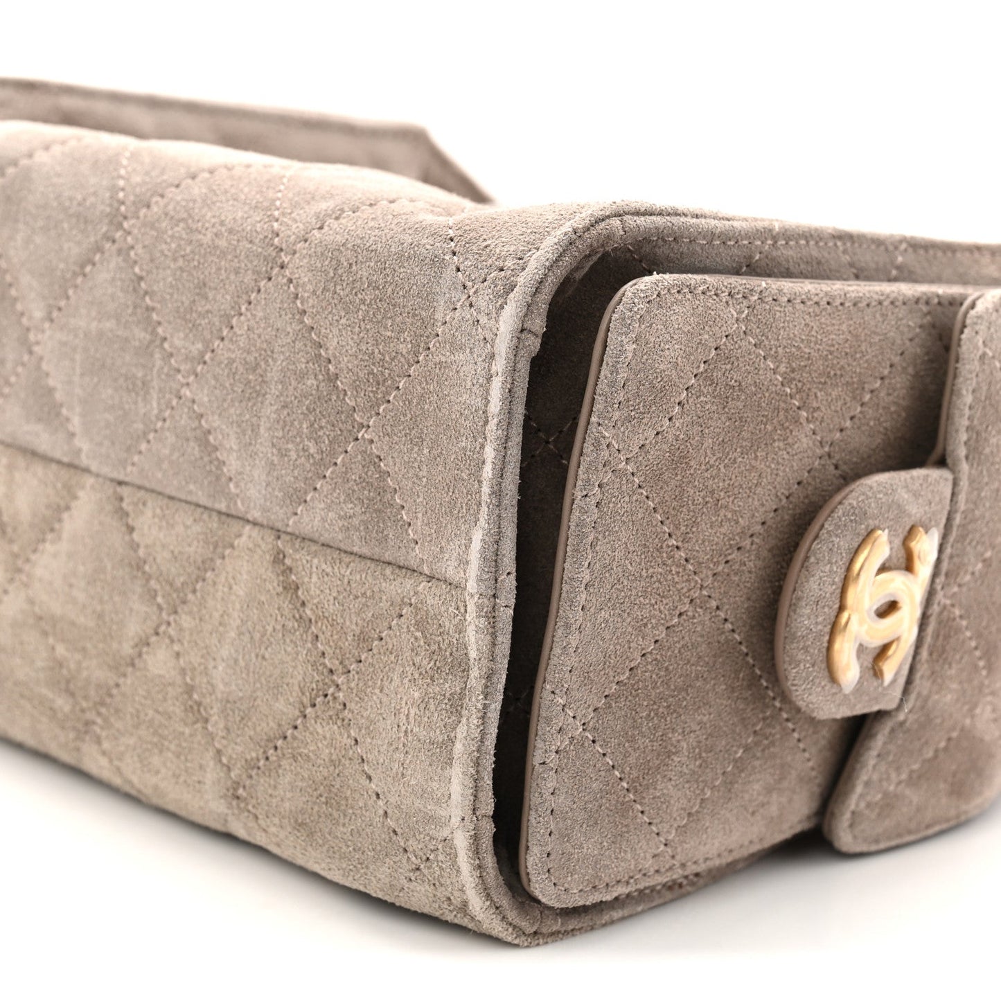 Suede Quilted Mini Chanel 25 Handbag Dark Grey