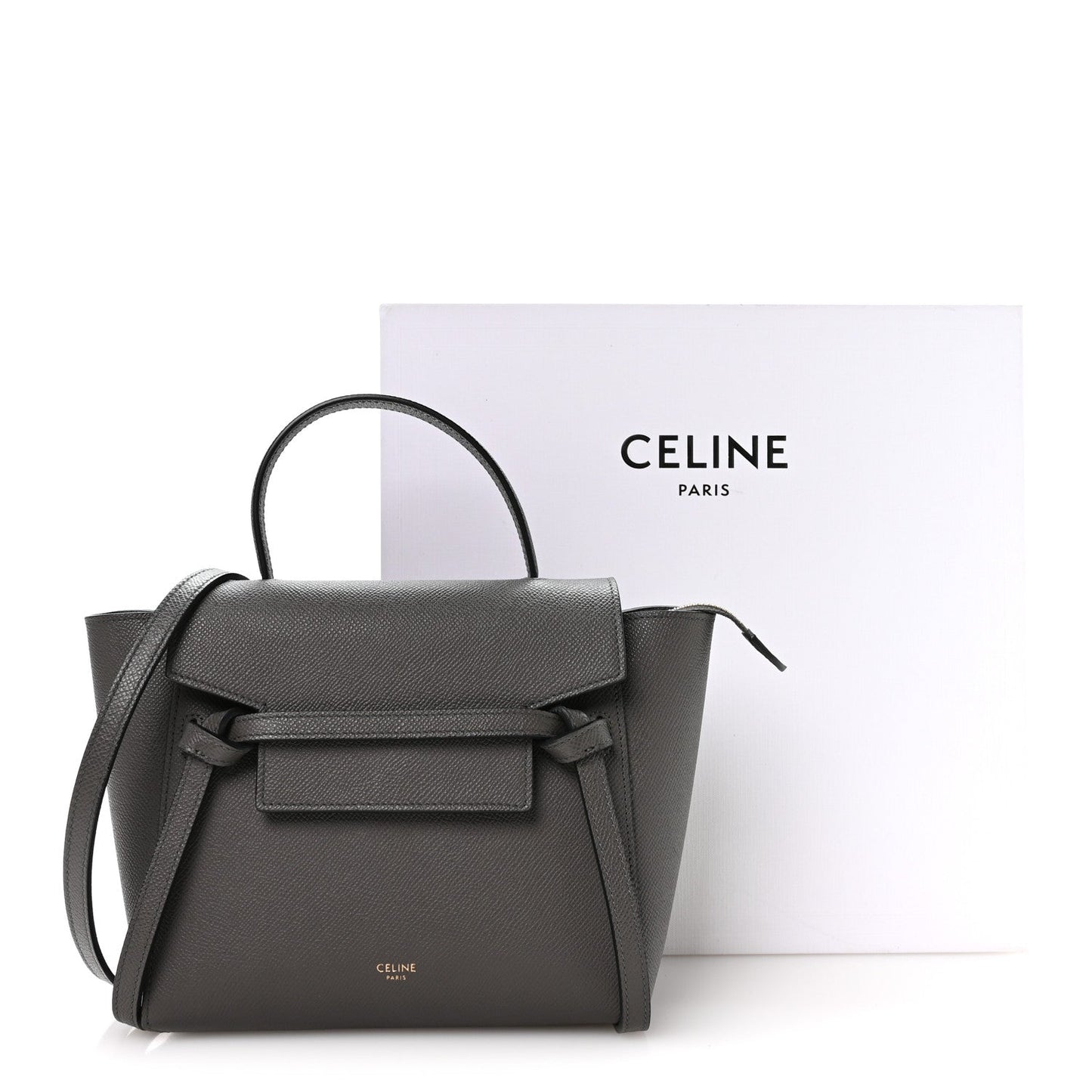 Grained Calfskin Nano Belt Bag Grey