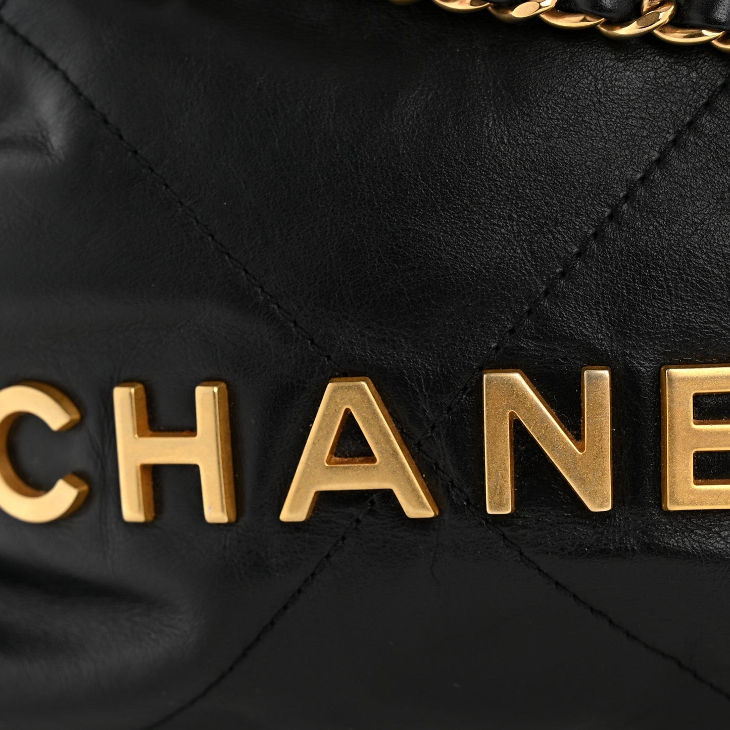 Shiny Calfskin Quilted Mini Chanel 22 Black