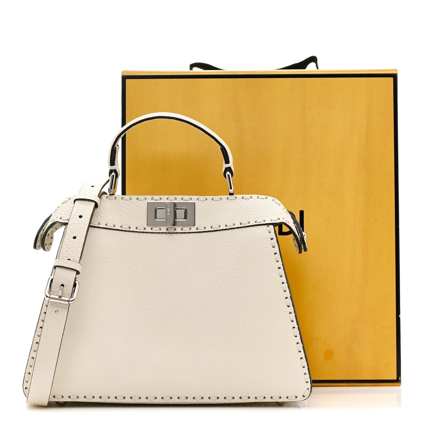 Cuoio Romano Selleria Chamois Small Peekaboo I SEE U Satchel White