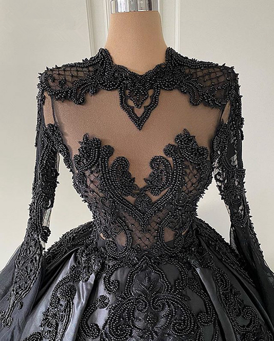 Custom Black African Wedding Gown, Satin Black Wedding Dress, African evening prom Dress cg24812