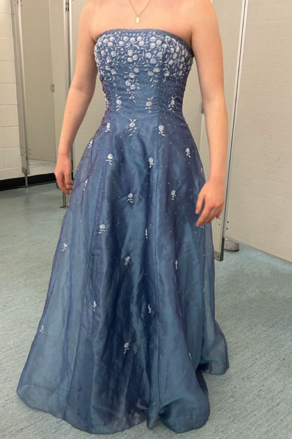formaldressy-Retro fairy dress elegant exquisite floral blue long tulle prom dress gh5777