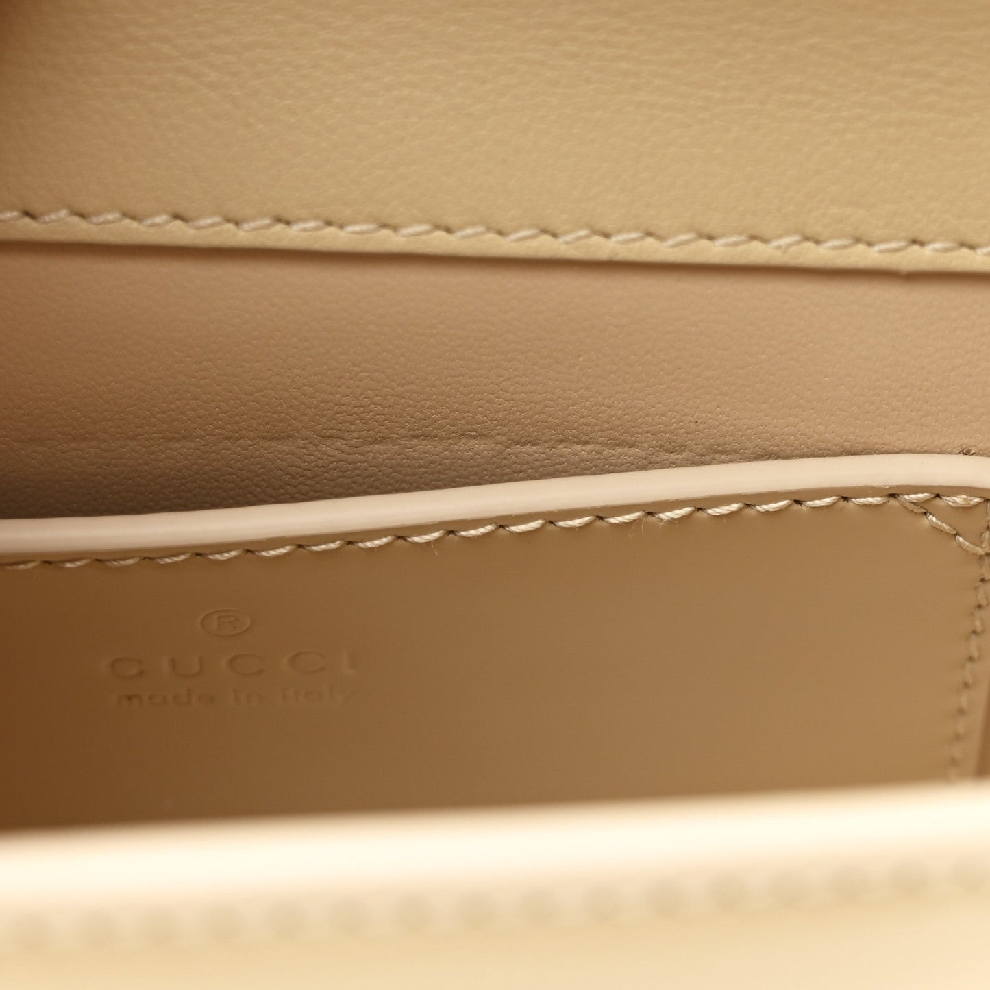 Patent Calfskin GG Half Moon Top Handle Bag Beige