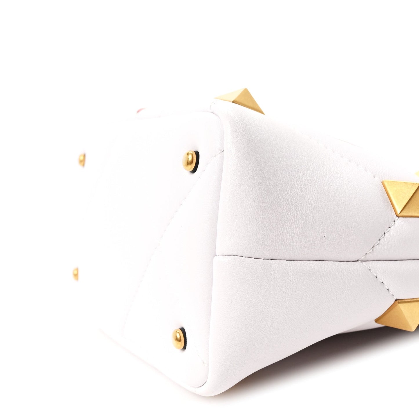 Nappa Small Heart Roman Stud The Handle Bag Ivory White
