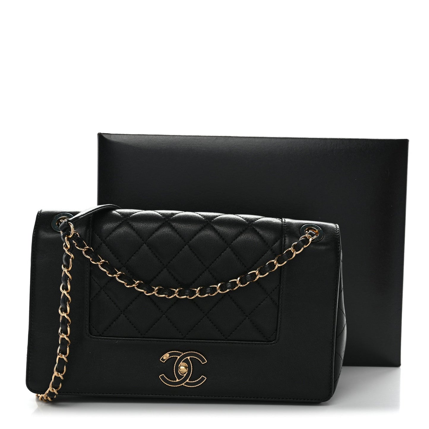 Sheepskin Quilted Vintage Mademoiselle Flap Black