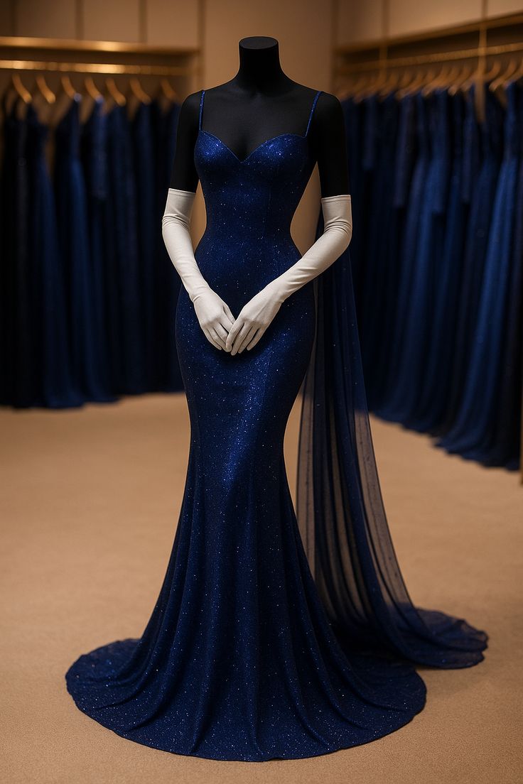 formaldressy-Blue shiny elegant long sweetheart neckline satin tulle prom dress evening gown gh5406